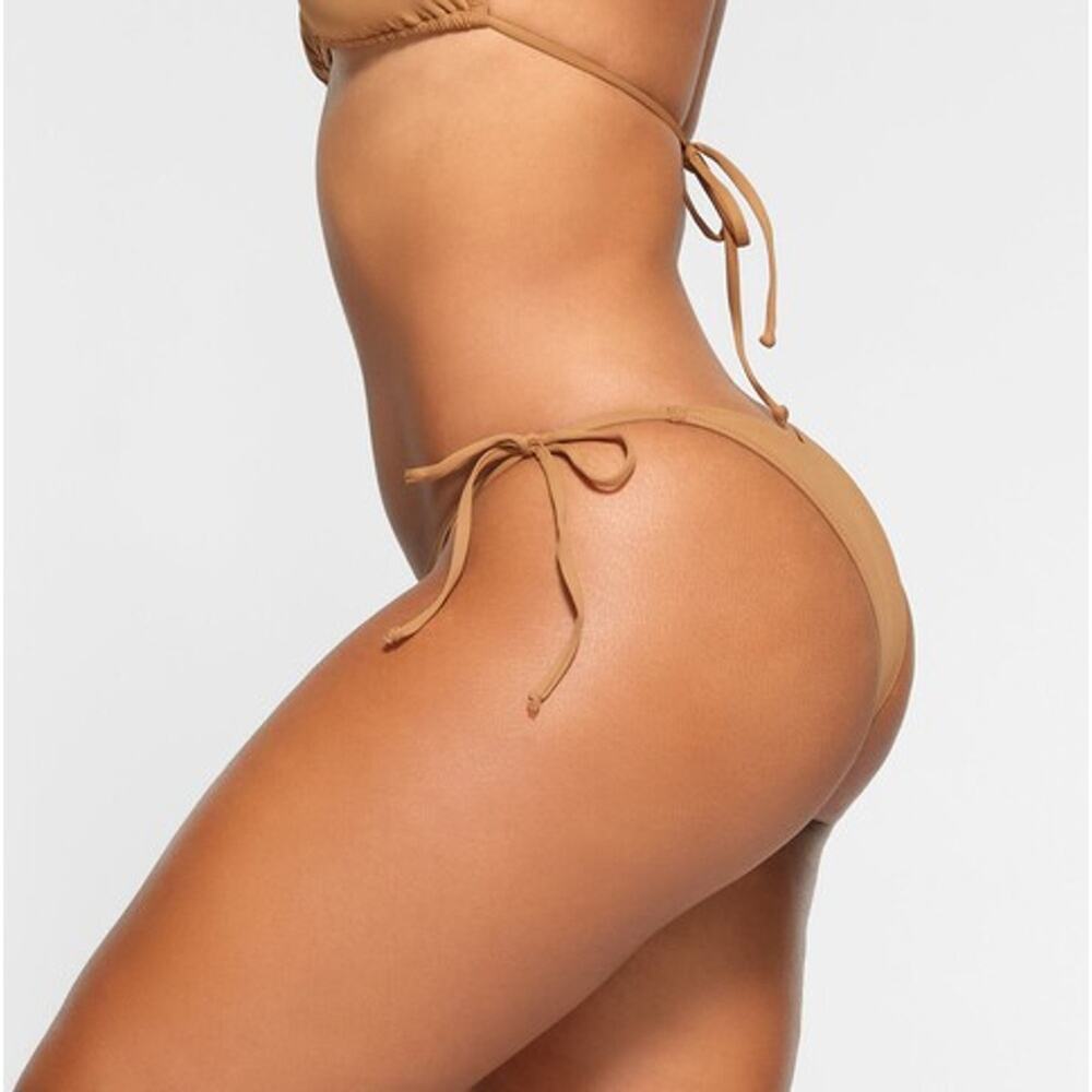 New SKIMS ~ Recycled Signature Swim Low Rise Tie Bottoms Size XL OCHRE - Picture 2 of 6